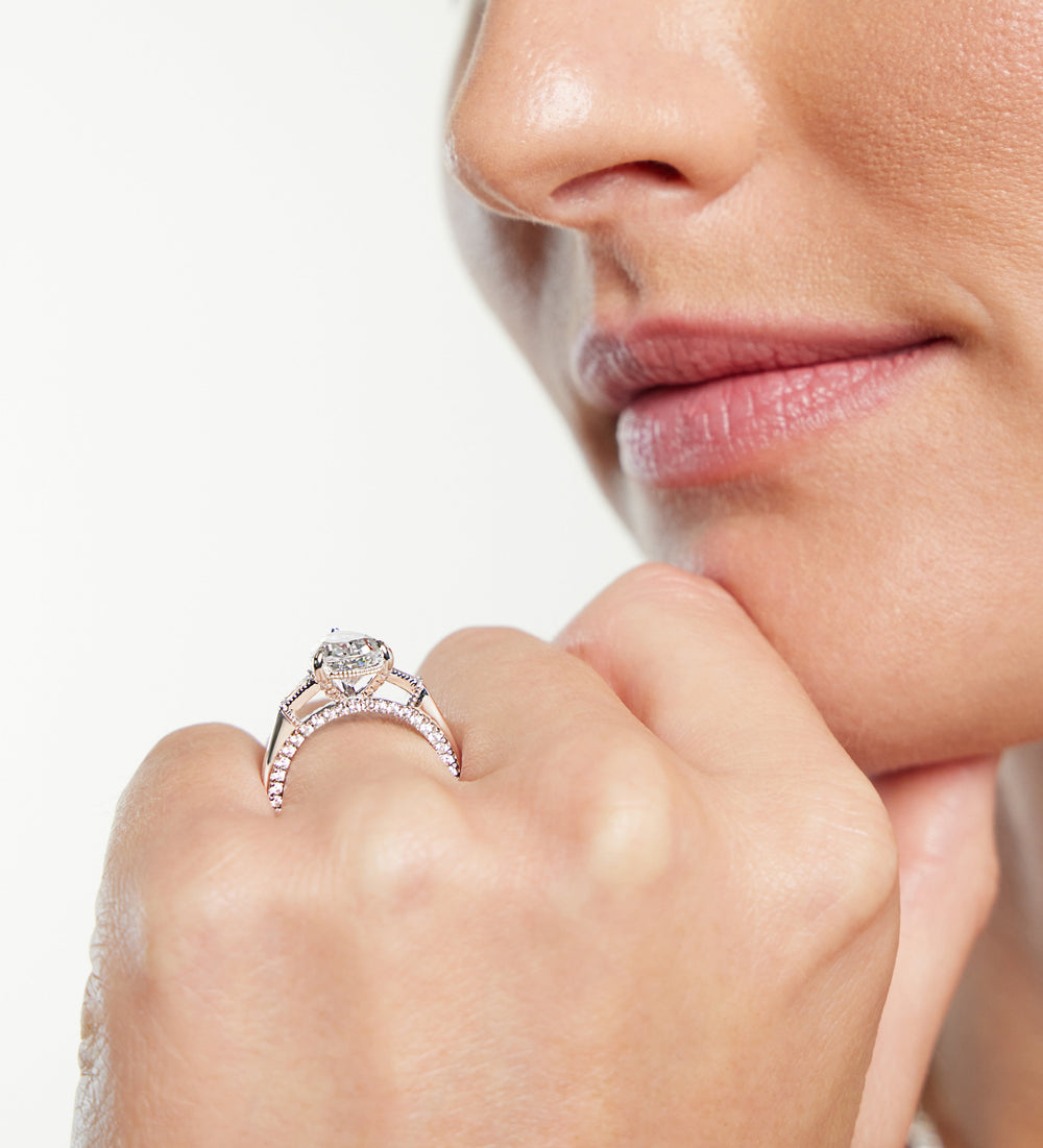 Model Wearing The Bryant Park Ring with Lab Grown Diamond view