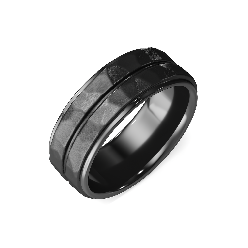 The Ridge Men's Band with Titanium / 10 Cut Diamond in 14KT Titanium / 10 view 3
