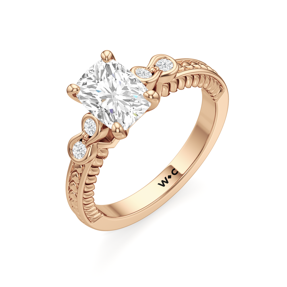 Vintage Celtic Heart Engagement Ring with Elongated Cushion Cut Diamond in 14KT Rose Gold view 3
