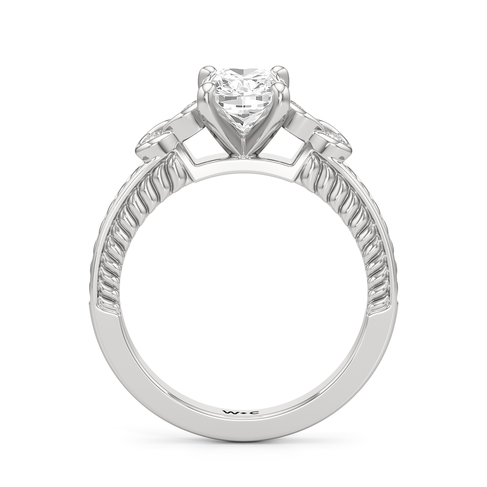 Vintage Celtic Heart Engagement Ring with Elongated Cushion Cut Diamond in 14KT Platinum view 2
