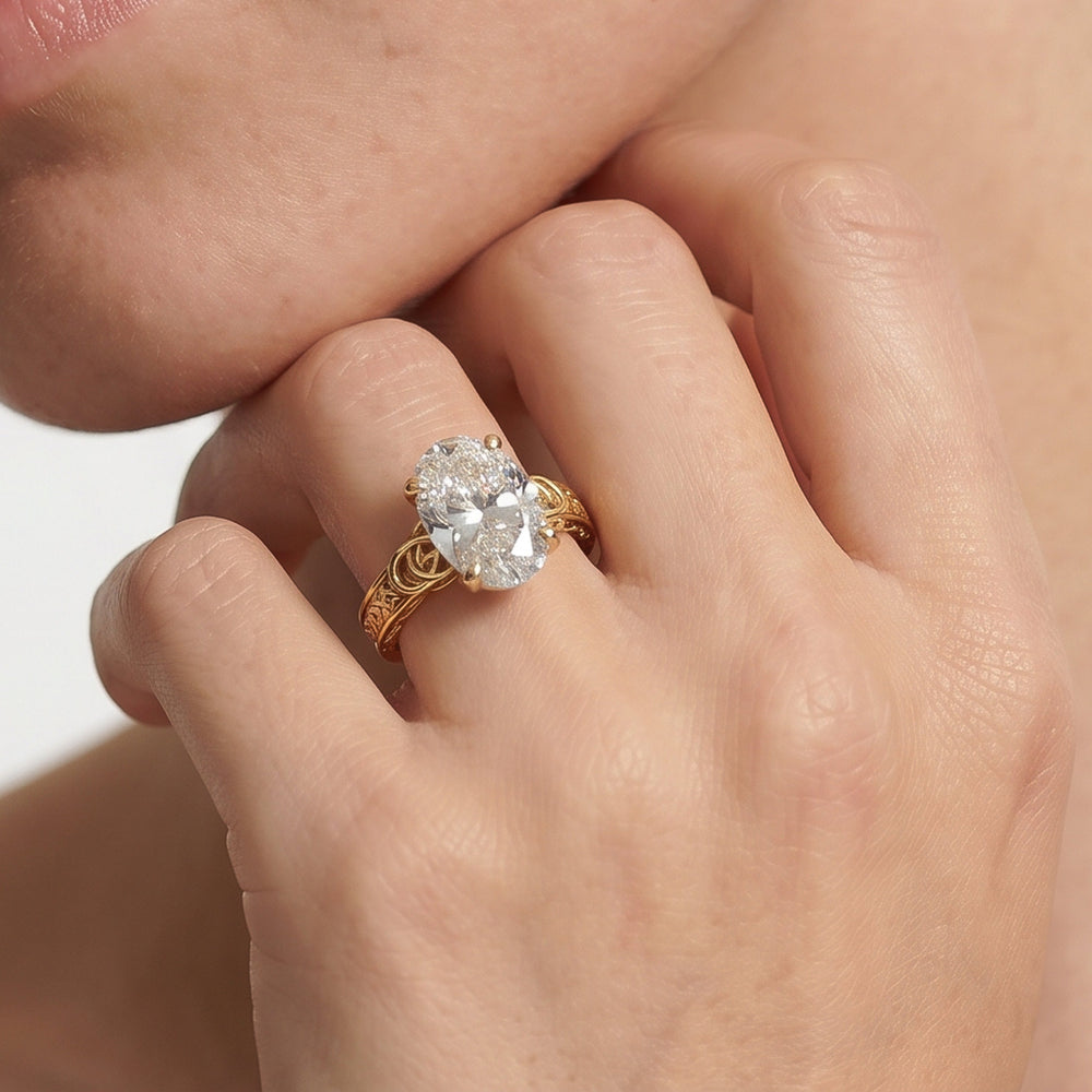Model Wearing The Seraphine Celtic Ring with Lab Grown Diamond view