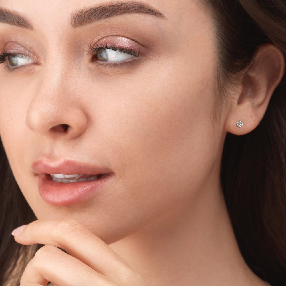 Classic Round Martini Stud Earrings (F/G SI+) with 14KT Rose Gold / Lab / 3/4 Cut Diamond in 14KT Rose Gold / Lab / 3/4 view 2
