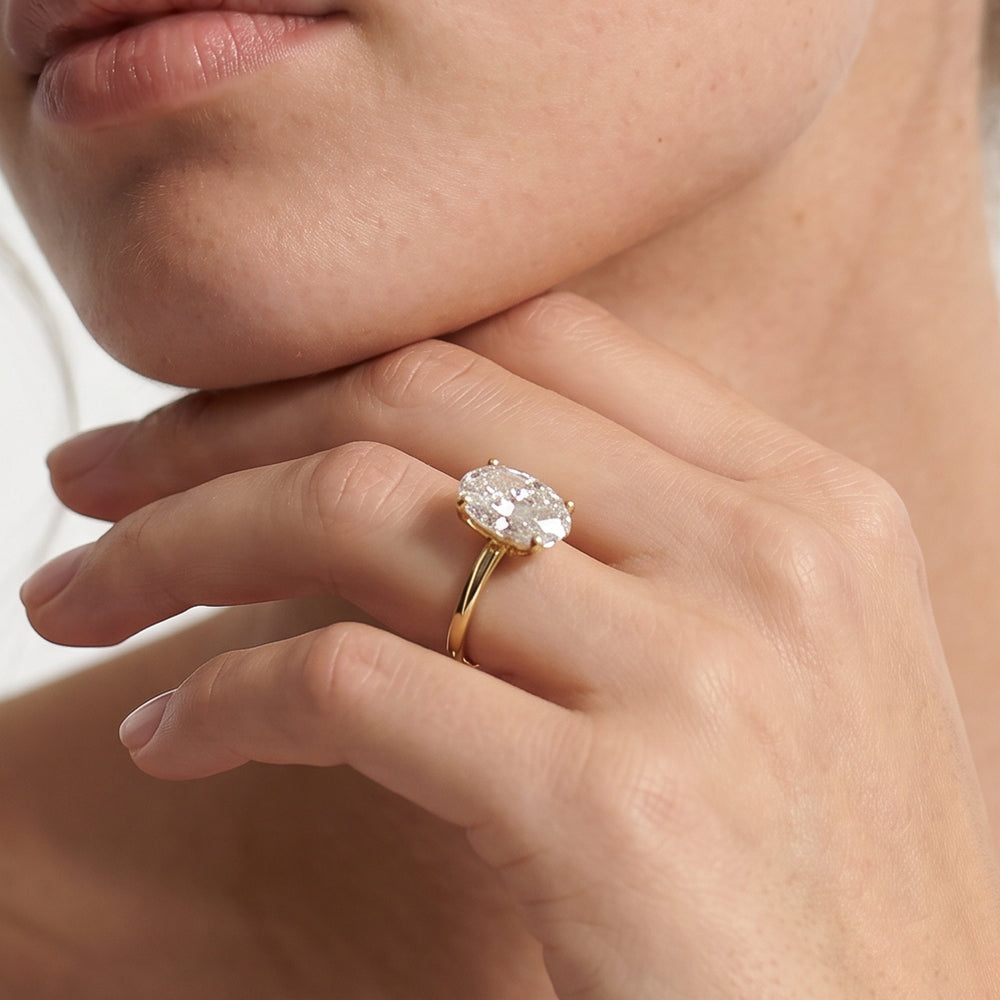 Cushion Cut Classic Four Prong Petite Comfort Fit Solitaire Engagement Ring with Lab Grown Diamond in 14KT Yellow Gold view 2
