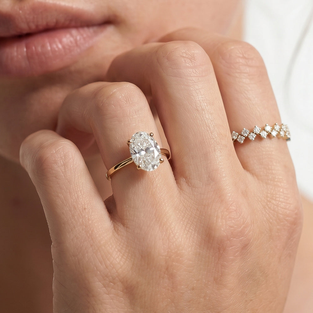 Pear Cut Classic Four Prong Petite Comfort Fit Solitaire Engagement Ring with Lab Grown Diamond in 14KT Rose Gold view 4
