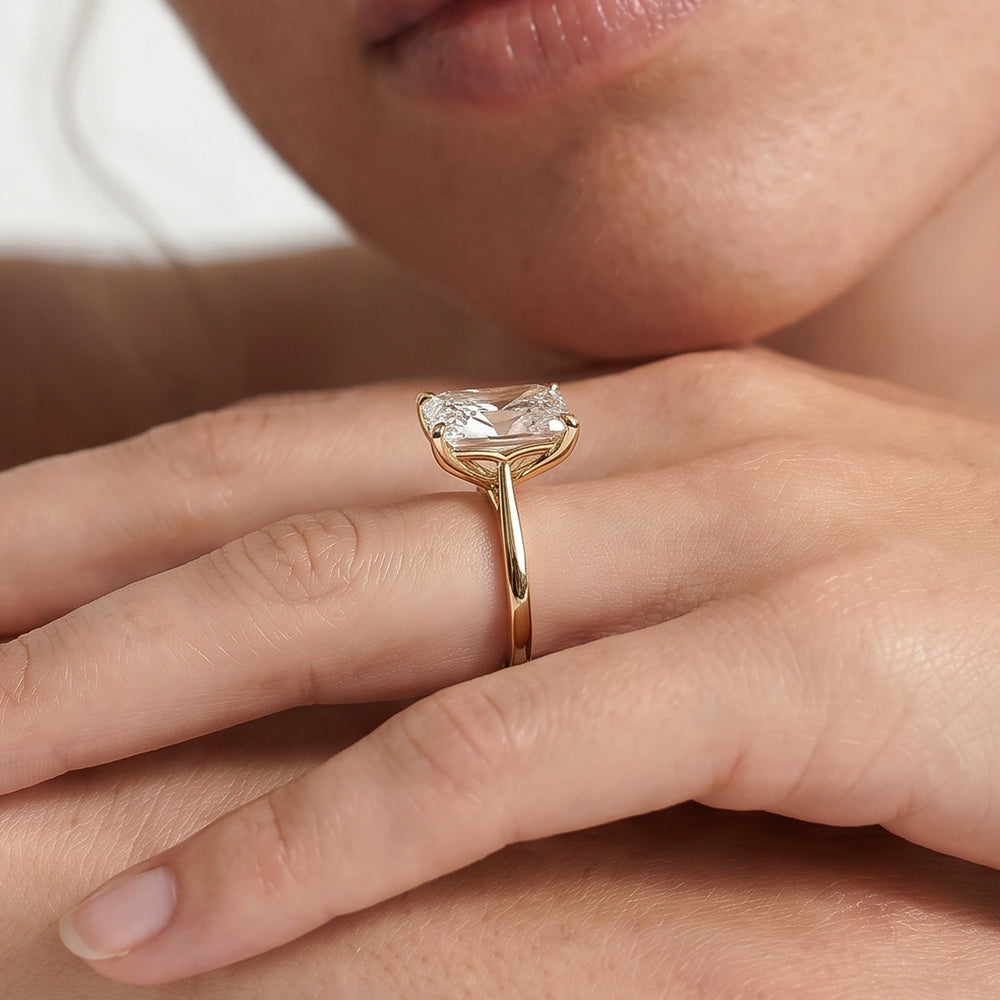Tulip Basket Cathedral Classic Solitaire Engagement Ring with Oval Cut Diamond in 14KT Platinum view 4
