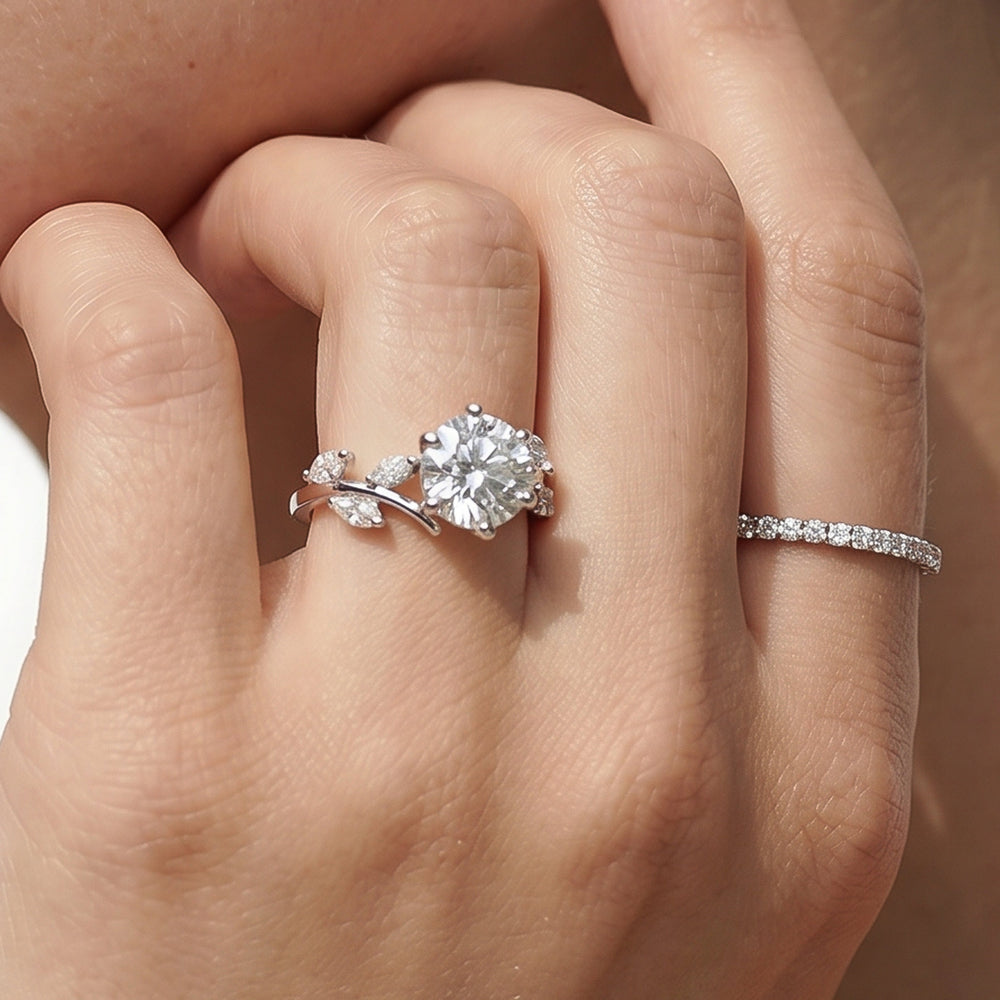 Radiant Cut Slender Vine Six Prong Engagement Ring with Lab Grown Diamond in 14KT Rose Gold view 3
