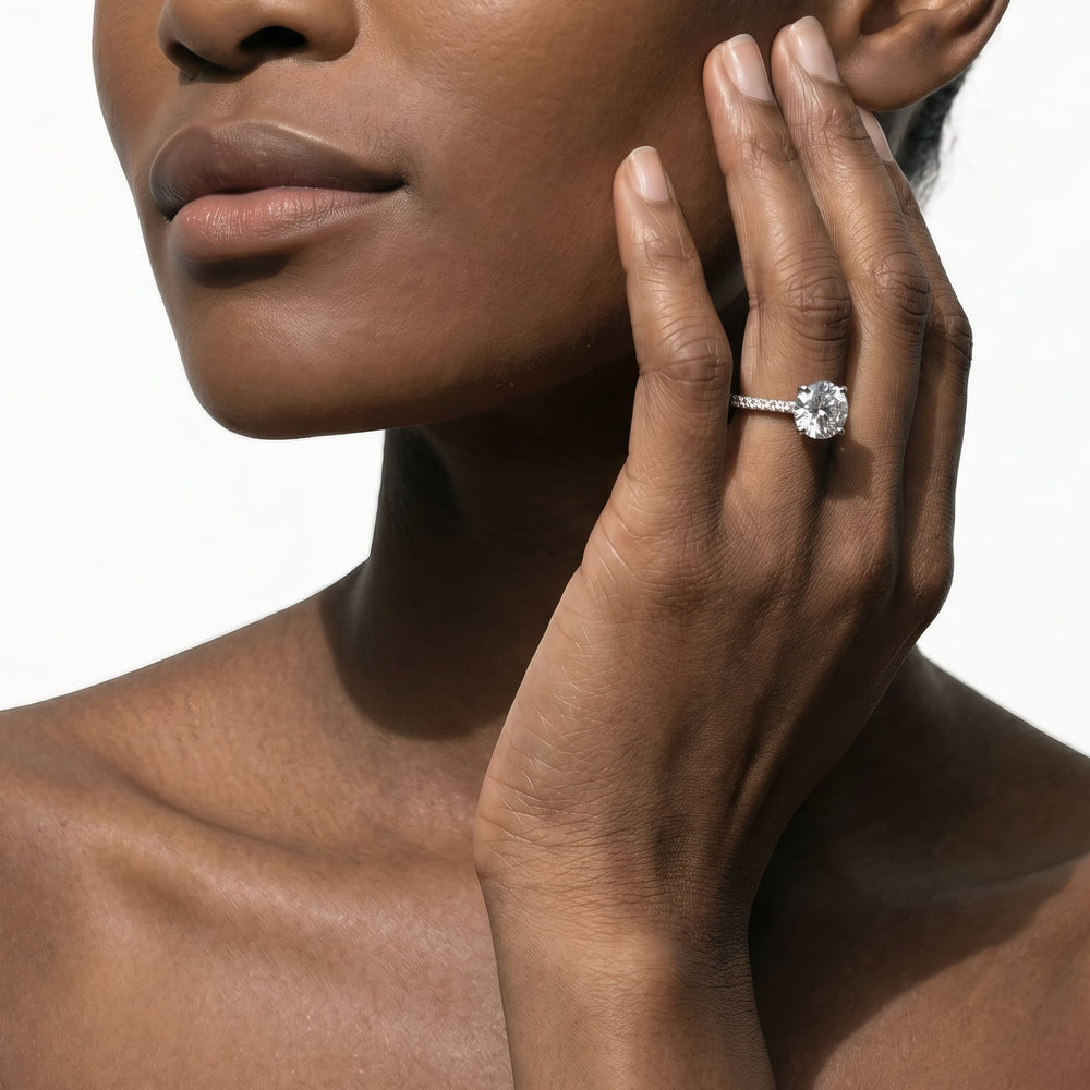 Cushion Cut Ara Fine Hidden Halo Engagement Ring with Lab Grown Diamond in 14KT Platinum view 2
