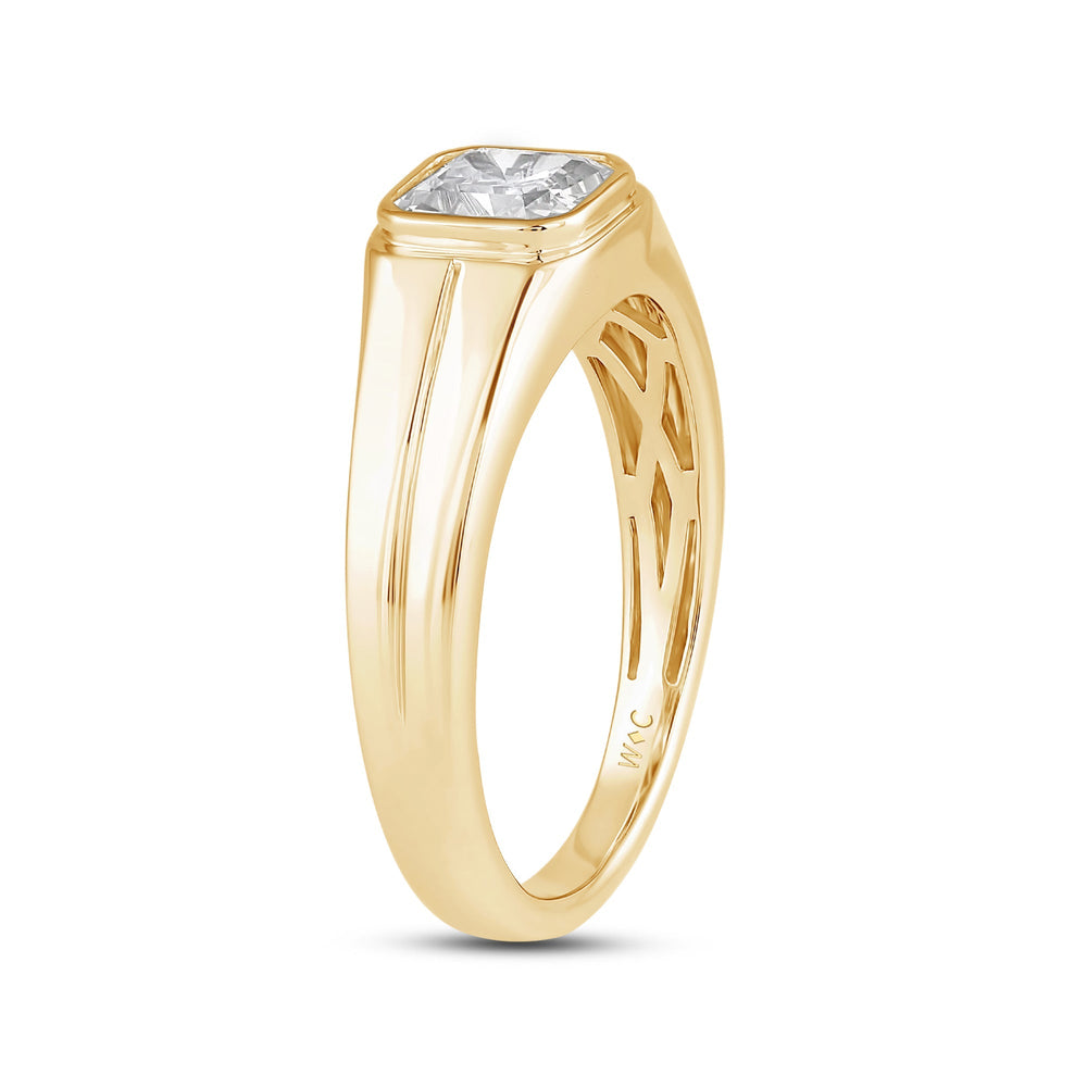 Classic Bevel Edged Mens Engagement Ring with 14KT Yellow Gold / Lab / 1 1/2 Cut Diamond in 14KT Yellow Gold / Lab / 1 1/2 view 4
