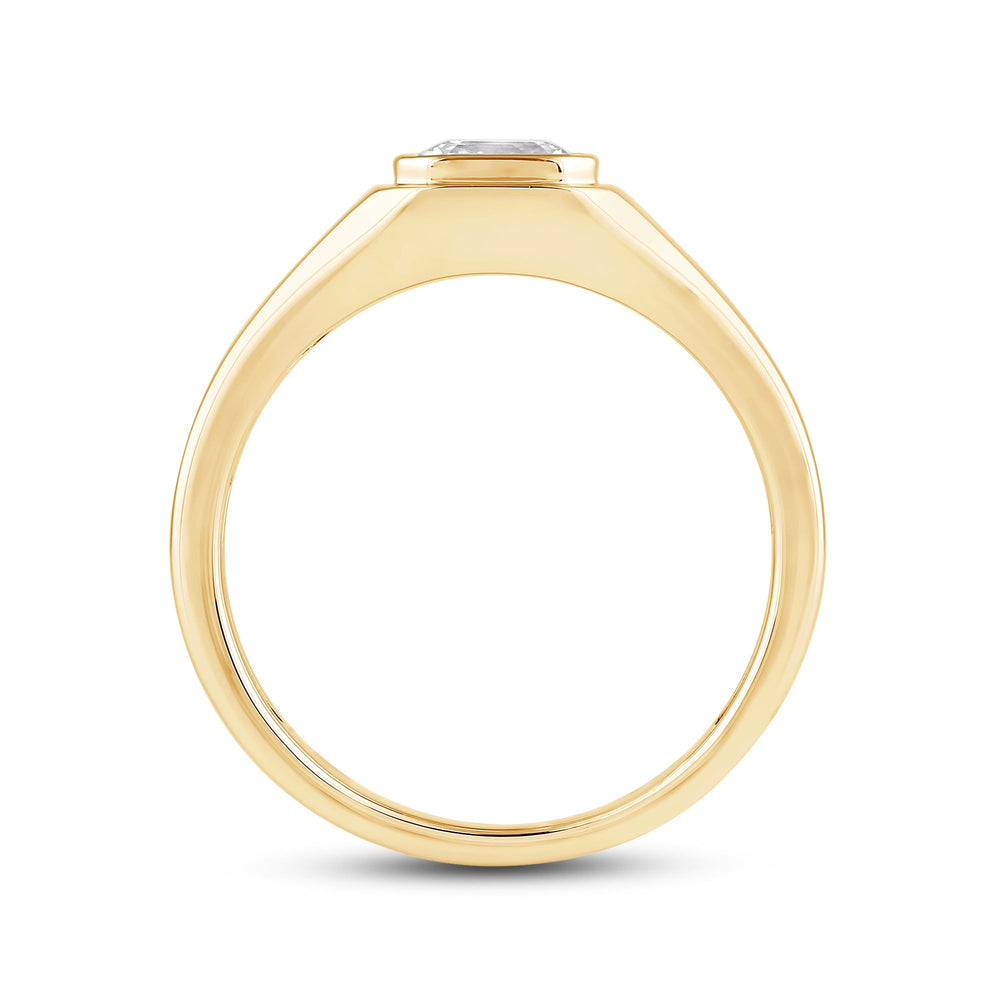 Classic Bevel Edged Mens Engagement Ring with 14KT Yellow Gold / Lab / 1 1/2 Cut Diamond in 14KT Yellow Gold / Lab / 1 1/2 view 2
