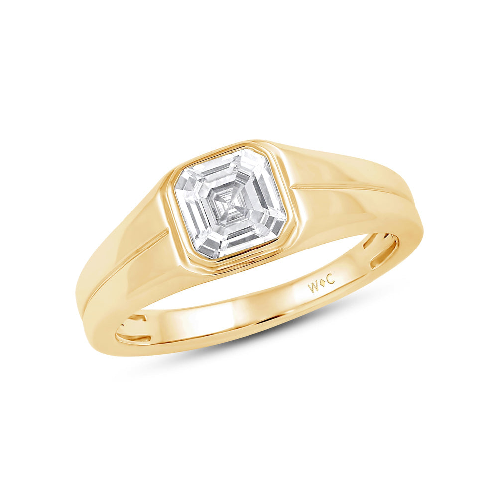 Classic Bevel Edged Mens Engagement Ring with 14KT Yellow Gold / Lab / 1 1/2 Cut Diamond in 14KT Yellow Gold / Lab / 1 1/2 view 3
