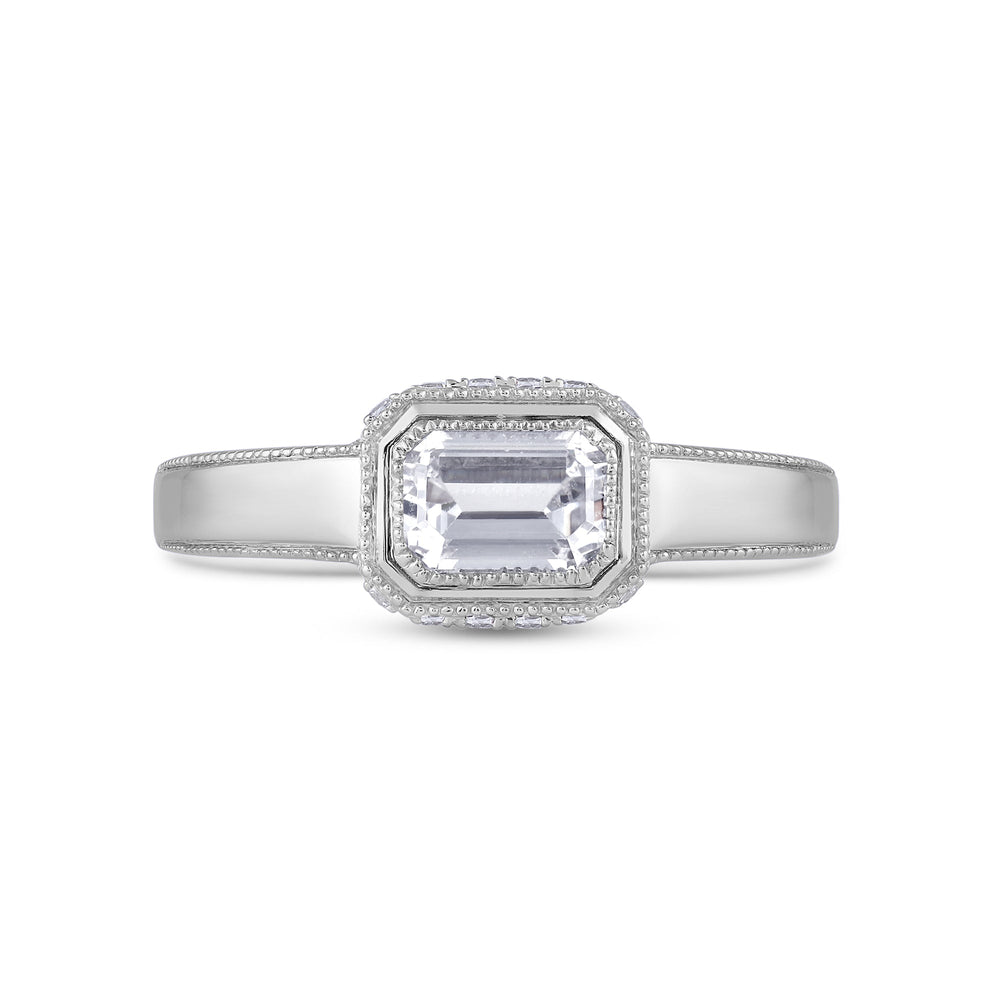 Vintage Bezel Hidden Halo Men's Engagement Ring with 14KT White Gold / Lab / 1 5/8 Cut Diamond in 14KT White Gold / Lab / 1 5/8 view 1
