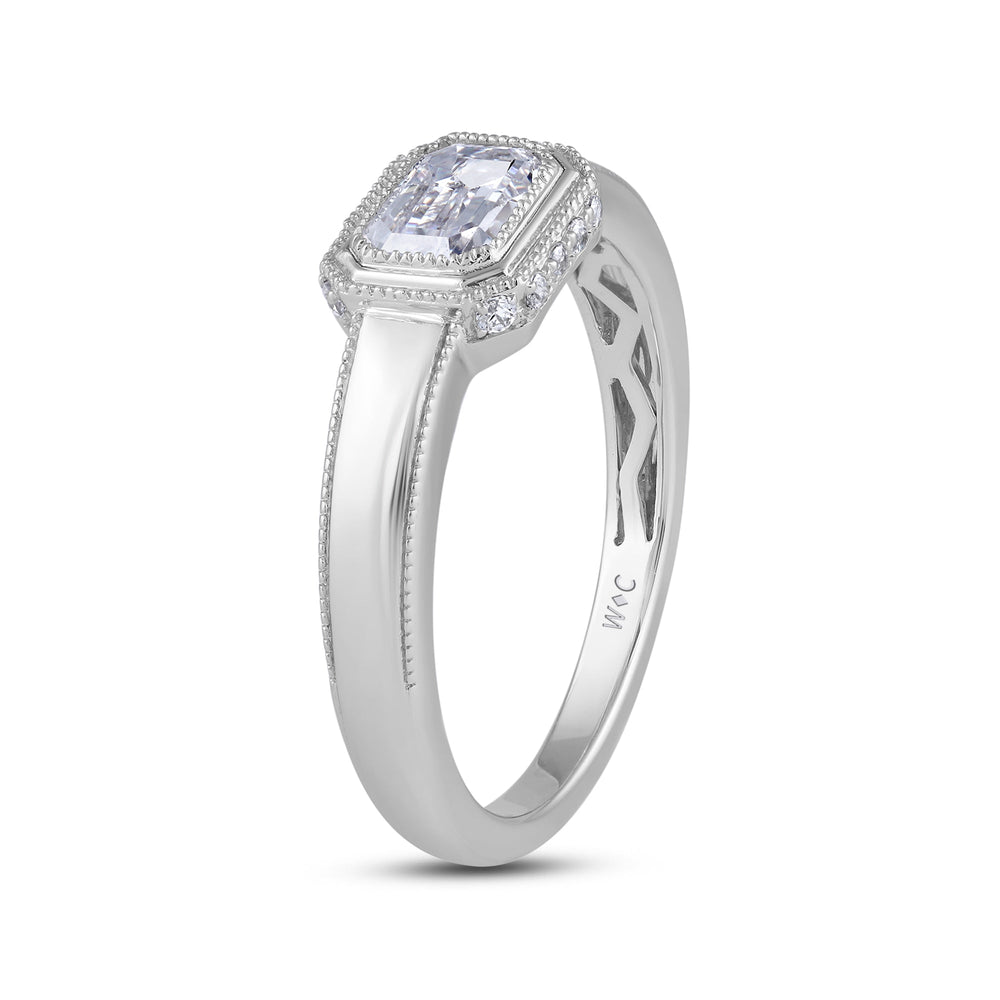 Vintage Bezel Hidden Halo Men's Engagement Ring with 14KT White Gold / Lab / 1 5/8 Cut Diamond in 14KT White Gold / Lab / 1 5/8 view 4

