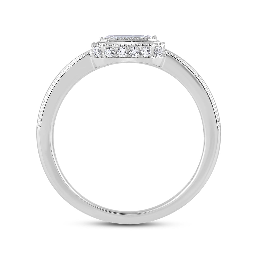 Vintage Bezel Hidden Halo Men's Engagement Ring with 14KT White Gold / Lab / 1 5/8 Cut Diamond in 14KT White Gold / Lab / 1 5/8 view 2

