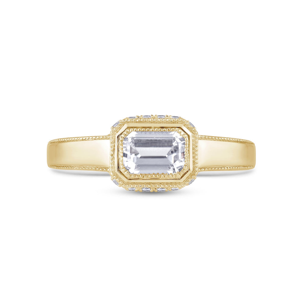 Vintage Bezel Hidden Halo Men's Engagement Ring with 14KT Yellow Gold / Lab / 1 5/8 Cut Diamond in 14KT Yellow Gold / Lab / 1 5/8 view 1
