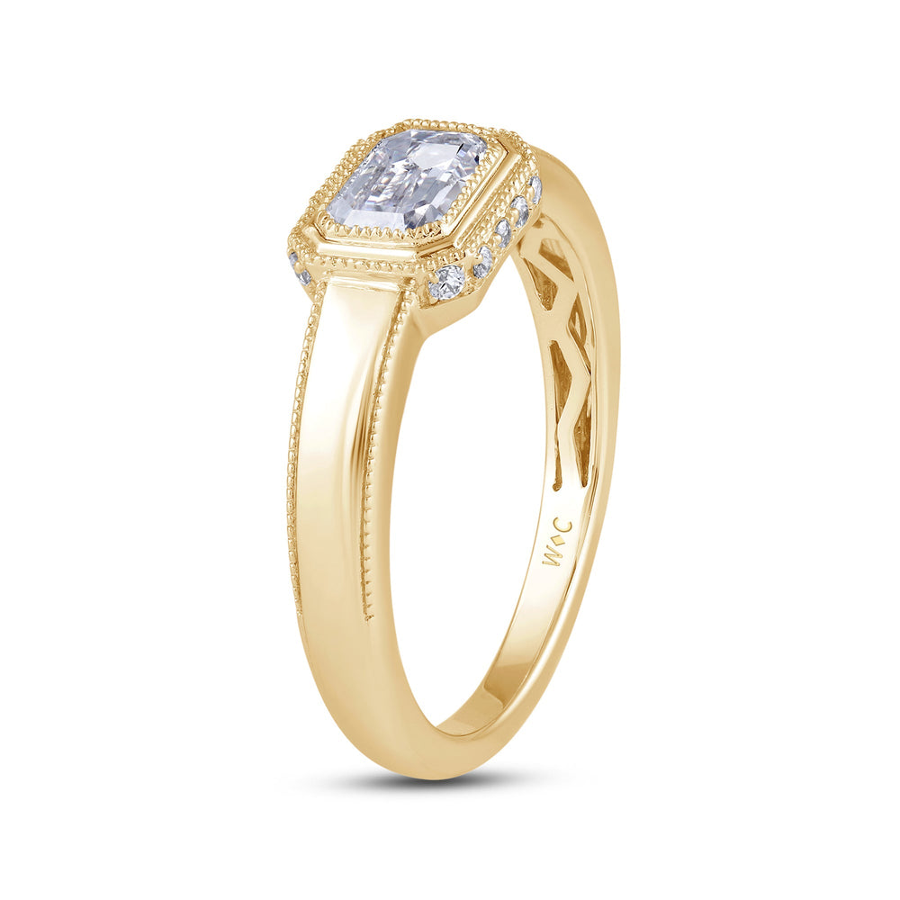 Vintage Bezel Hidden Halo Men's Engagement Ring with 14KT Yellow Gold / Lab / 1 5/8 Cut Diamond in 14KT Yellow Gold / Lab / 1 5/8 view 4
