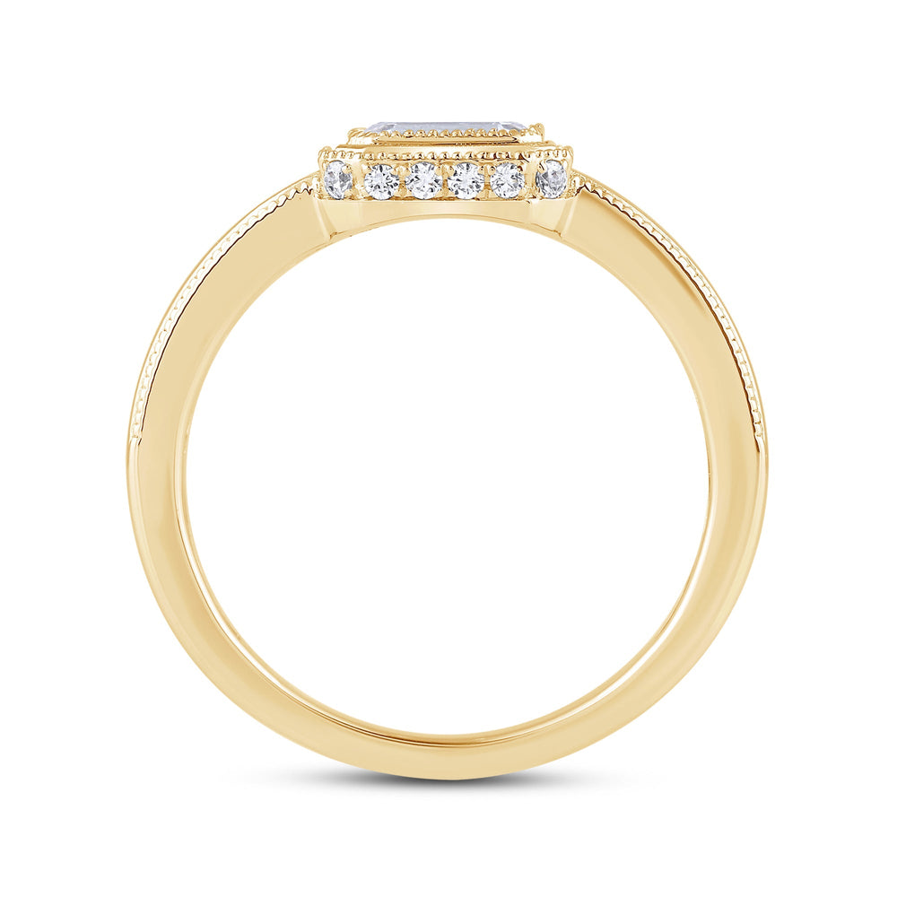 Vintage Bezel Hidden Halo Men's Engagement Ring with 14KT Yellow Gold / Lab / 1 5/8 Cut Diamond in 14KT Yellow Gold / Lab / 1 5/8 view 2
