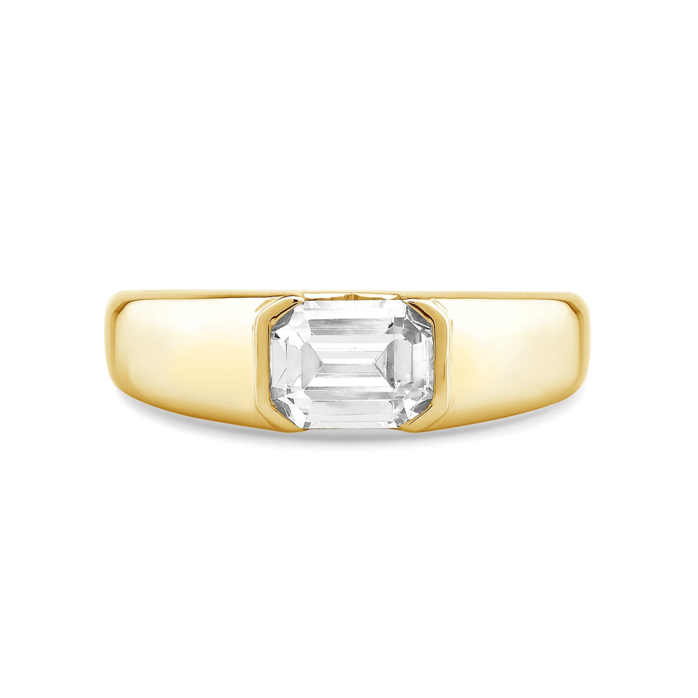 Half Bezel Bevel Edged Mens Engagement Ring with 14KT Yellow Gold / Lab / 1 1/2 Cut Diamond in 14KT Yellow Gold / Lab / 1 1/2 view 1
