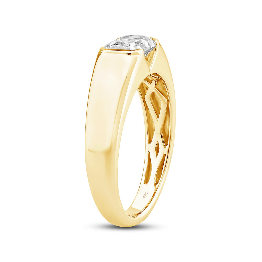 Half Bezel Bevel Edged Mens Engagement Ring with 14KT Yellow Gold / Lab / 1 1/2 Cut Diamond in 14KT Yellow Gold / Lab / 1 1/2 view 4
