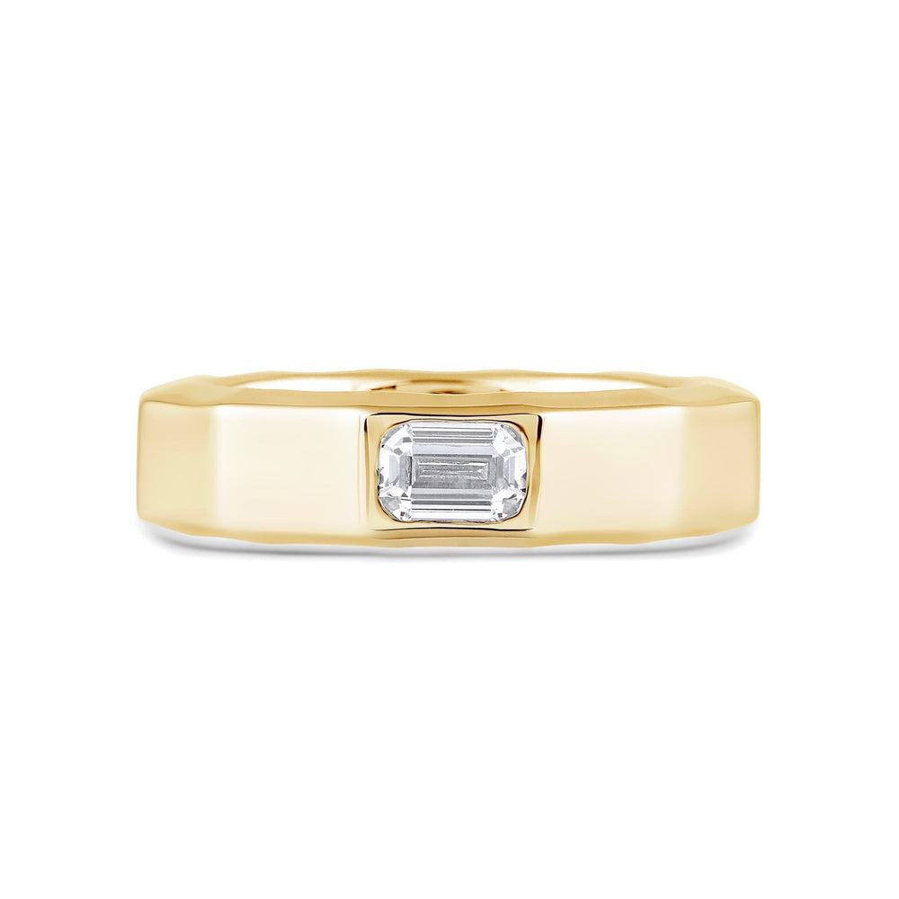 Faceted Bezel Men's Engagement Ring with 14KT Yellow Gold / Lab / 1 1/2 Cut Diamond in 14KT Yellow Gold / Lab / 1 1/2 view 1
