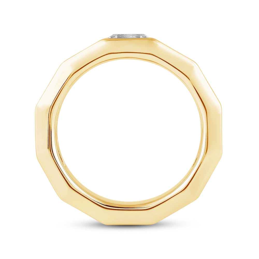 Faceted Bezel Men's Engagement Ring with 14KT Yellow Gold / Lab / 1 1/2 Cut Diamond in 14KT Yellow Gold / Lab / 1 1/2 view 2
