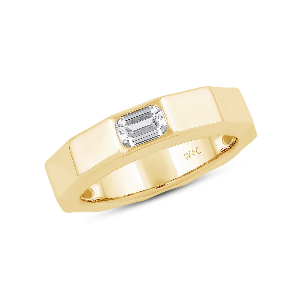 Faceted Bezel Men's Engagement Ring with 14KT Yellow Gold / Lab / 1 1/2 Cut Diamond in 14KT Yellow Gold / Lab / 1 1/2 view 3
