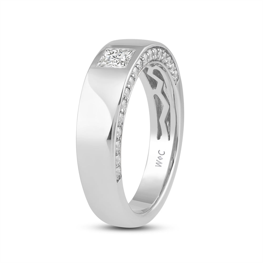 Classic Bezel Front Studded Mens' Engagement Ring with 14KT White Gold / Lab / 1 5/8 Cut Diamond in 14KT White Gold / Lab / 1 5/8 view 4
