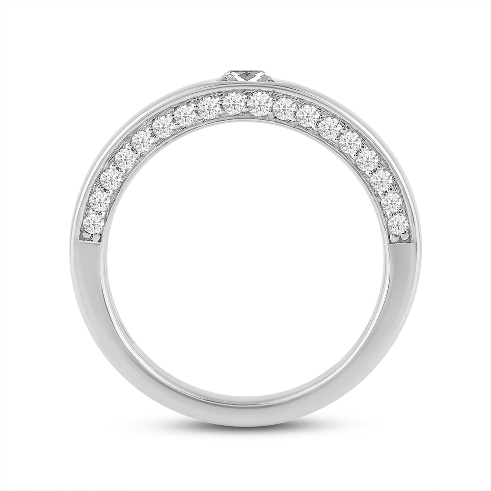 Classic Bezel Front Studded Mens' Engagement Ring with 14KT White Gold / Lab / 1 5/8 Cut Diamond in 14KT White Gold / Lab / 1 5/8 view 2
