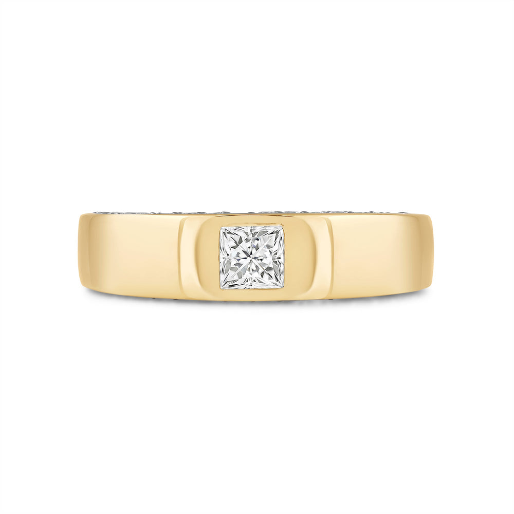 Classic Bezel Front Studded Mens' Engagement Ring with 14KT Yellow Gold / Lab / 1 5/8 Cut Diamond in 14KT Yellow Gold / Lab / 1 5/8 view 1
