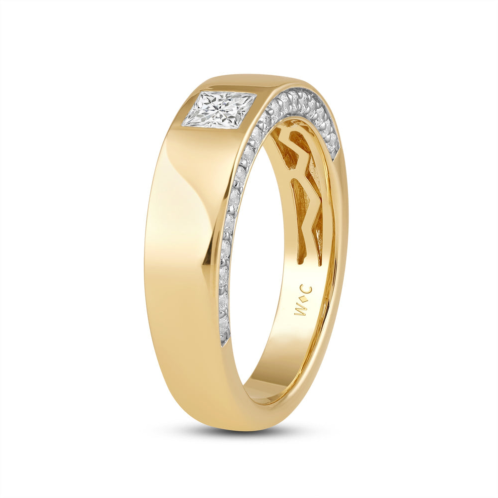 Classic Bezel Front Studded Mens' Engagement Ring with 14KT Yellow Gold / Lab / 1 5/8 Cut Diamond in 14KT Yellow Gold / Lab / 1 5/8 view 4
