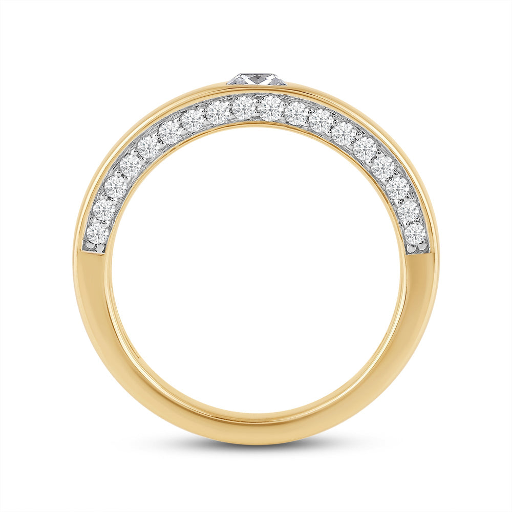 Classic Bezel Front Studded Mens' Engagement Ring with 14KT Yellow Gold / Lab / 1 5/8 Cut Diamond in 14KT Yellow Gold / Lab / 1 5/8 view 2
