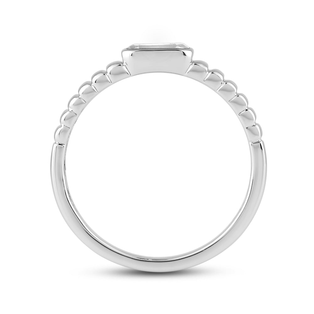 Ribbed Shank Bezel Mens Engagement Ring with 14KT White Gold / Lab / 1 1/2 Cut Diamond in 14KT White Gold / Lab / 1 1/2 view 2
