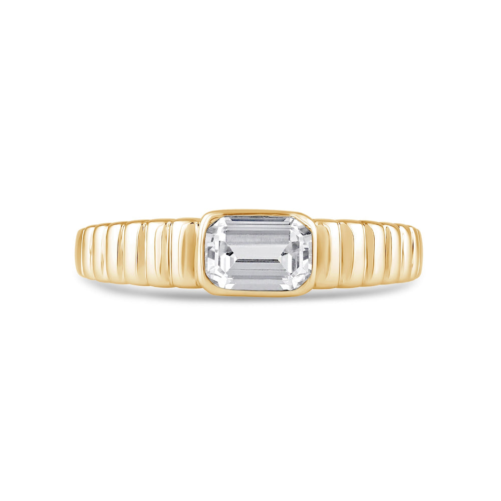Ribbed Shank Bezel Mens Engagement Ring with 14KT Yellow Gold / Lab / 1 1/2 Cut Diamond in 14KT Yellow Gold / Lab / 1 1/2 view 1
