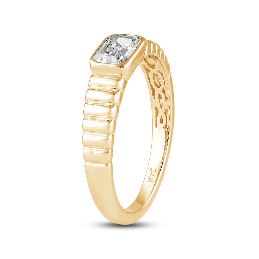 Ribbed Shank Bezel Mens Engagement Ring with 14KT Yellow Gold / Lab / 1 1/2 Cut Diamond in 14KT Yellow Gold / Lab / 1 1/2 view 4
