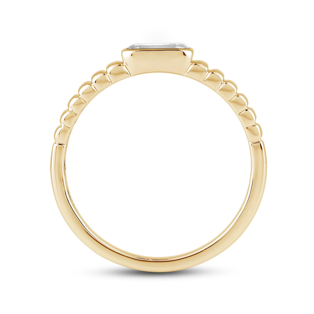 Ribbed Shank Bezel Mens Engagement Ring with 14KT Yellow Gold / Lab / 1 1/2 Cut Diamond in 14KT Yellow Gold / Lab / 1 1/2 view 2
