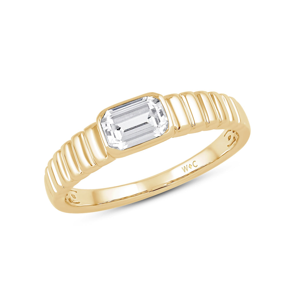 Ribbed Shank Bezel Mens Engagement Ring with 14KT Yellow Gold / Lab / 1 1/2 Cut Diamond in 14KT Yellow Gold / Lab / 1 1/2 view 3
