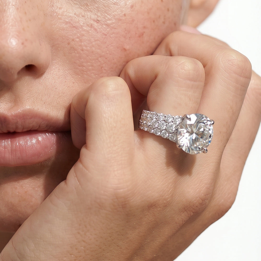 Emerald Cut The Park Avenue Ring with Lab Grown Diamond in 14KT Platinum view 2
