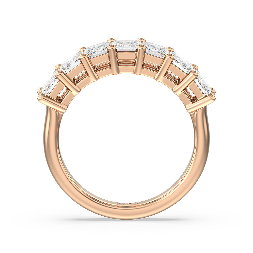 Seven Stone Emerald Cut Diamond Ring (G/H SI+) with 18KT Rose Gold / Natural / 3 Cut Diamond in 14KT Rose Gold / Natural / 3 view 2
