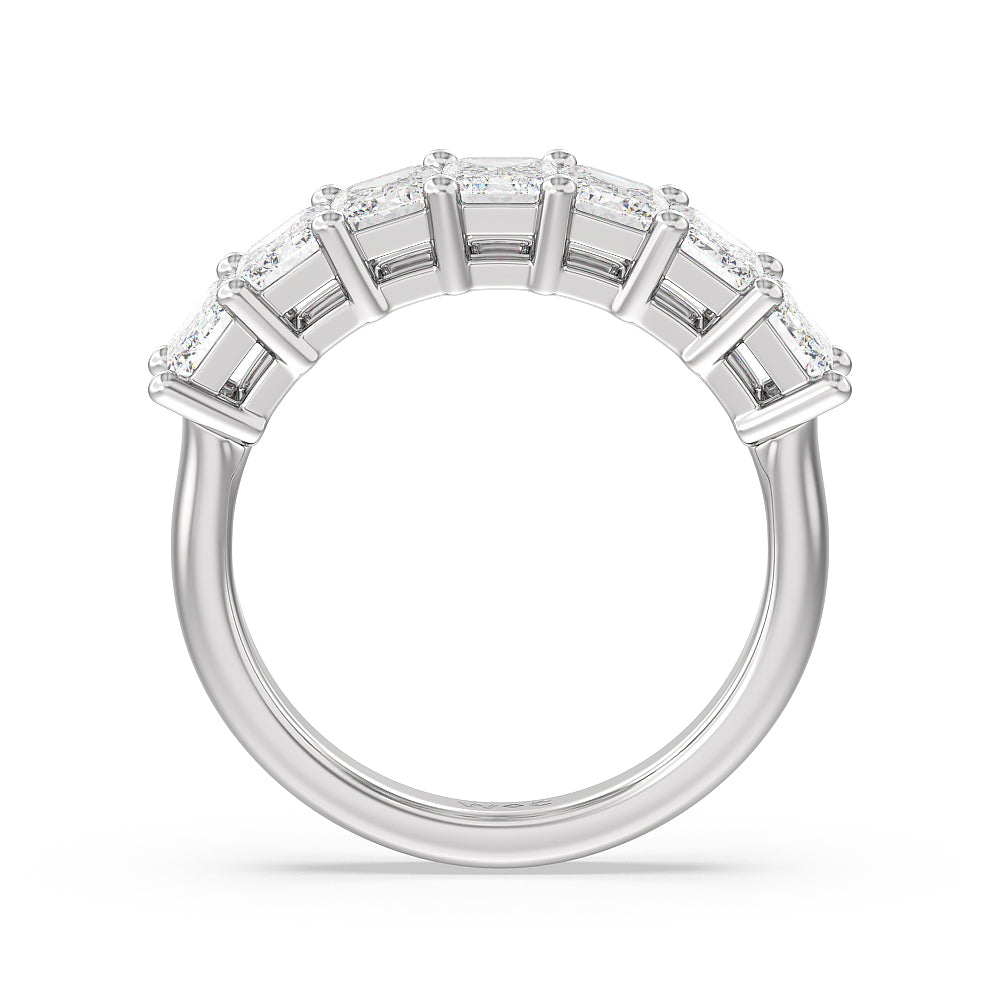 Seven Stone Emerald Cut Diamond Ring (G/H SI+) with Platinum / Natural / 3 Cut Diamond in 14KT Platinum / Natural / 3 view 2
