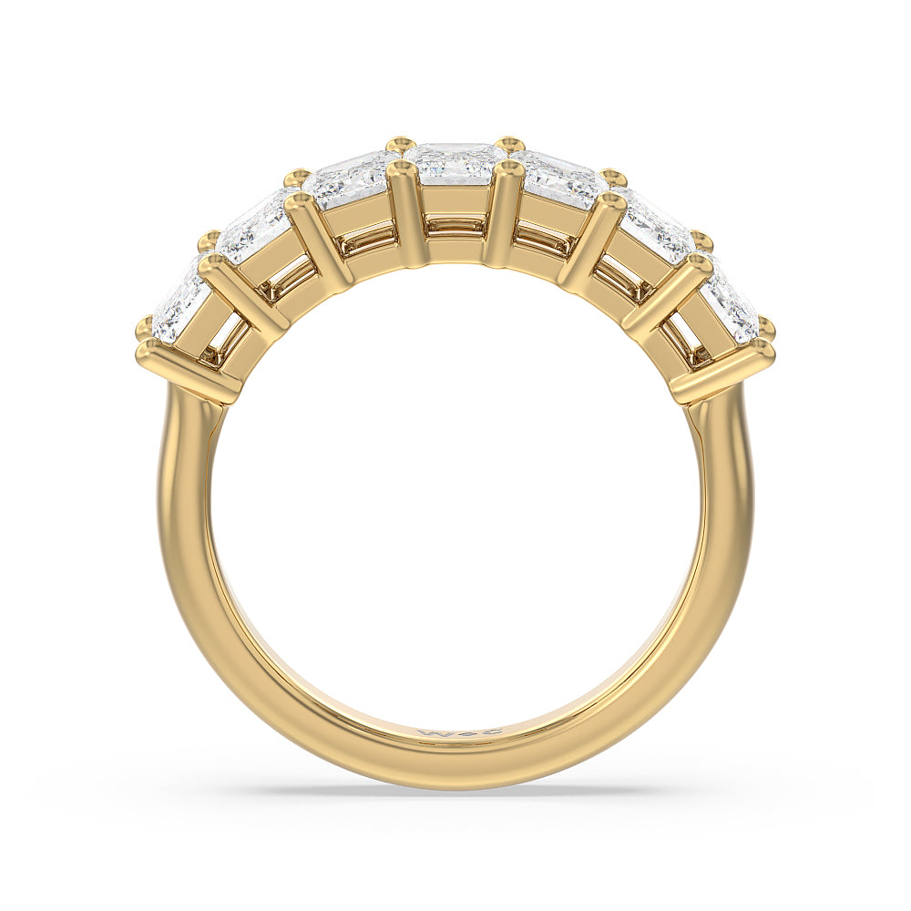 Seven Stone Emerald Cut Diamond Ring (G/H SI+) with 18KT Yellow Gold / Natural / 3 Cut Diamond in 14KT Yellow Gold / Natural / 3 view 2
