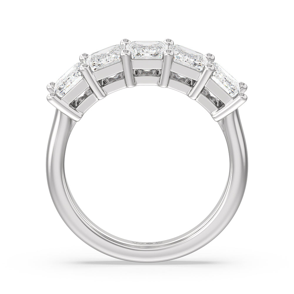 Five Stone Emerald Cut Diamond Ring (G/H SI+) with Platinum / Natural / 4 Cut Diamond in 14KT Platinum / Natural / 4 view 3
