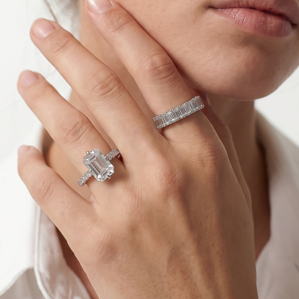 The Fifth Avenue Ring with Cushion Cut Diamond in 14KT Platinum view 4
