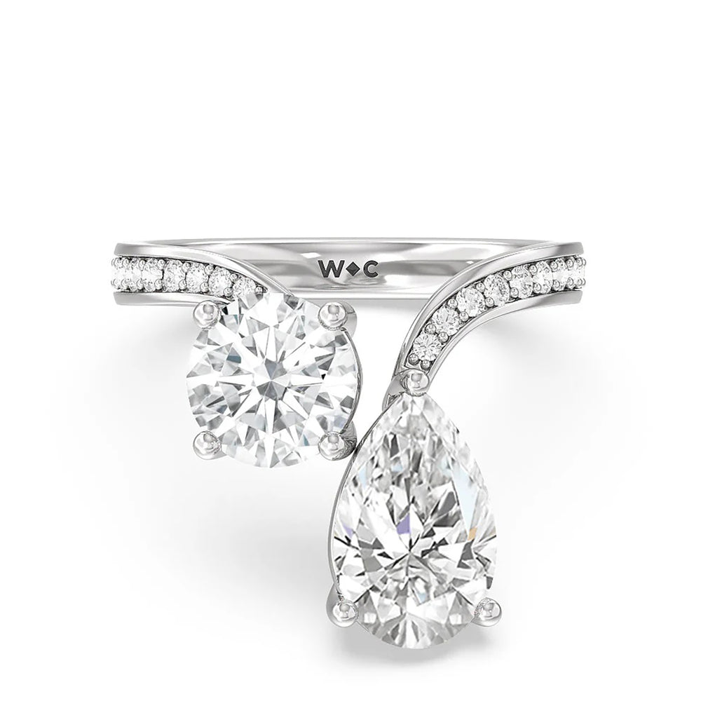 Text-1502081PRRD with Round Cut Diamond in 14KT White Gold view 1
