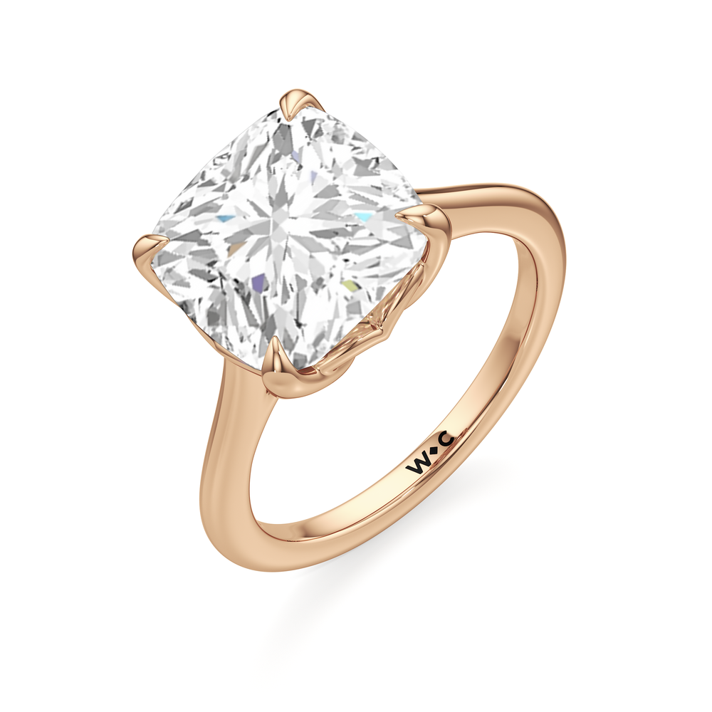 Famed Tulip Cathedral Ring with Cushion Cut Diamond in 14KT Rose Gold view 6
