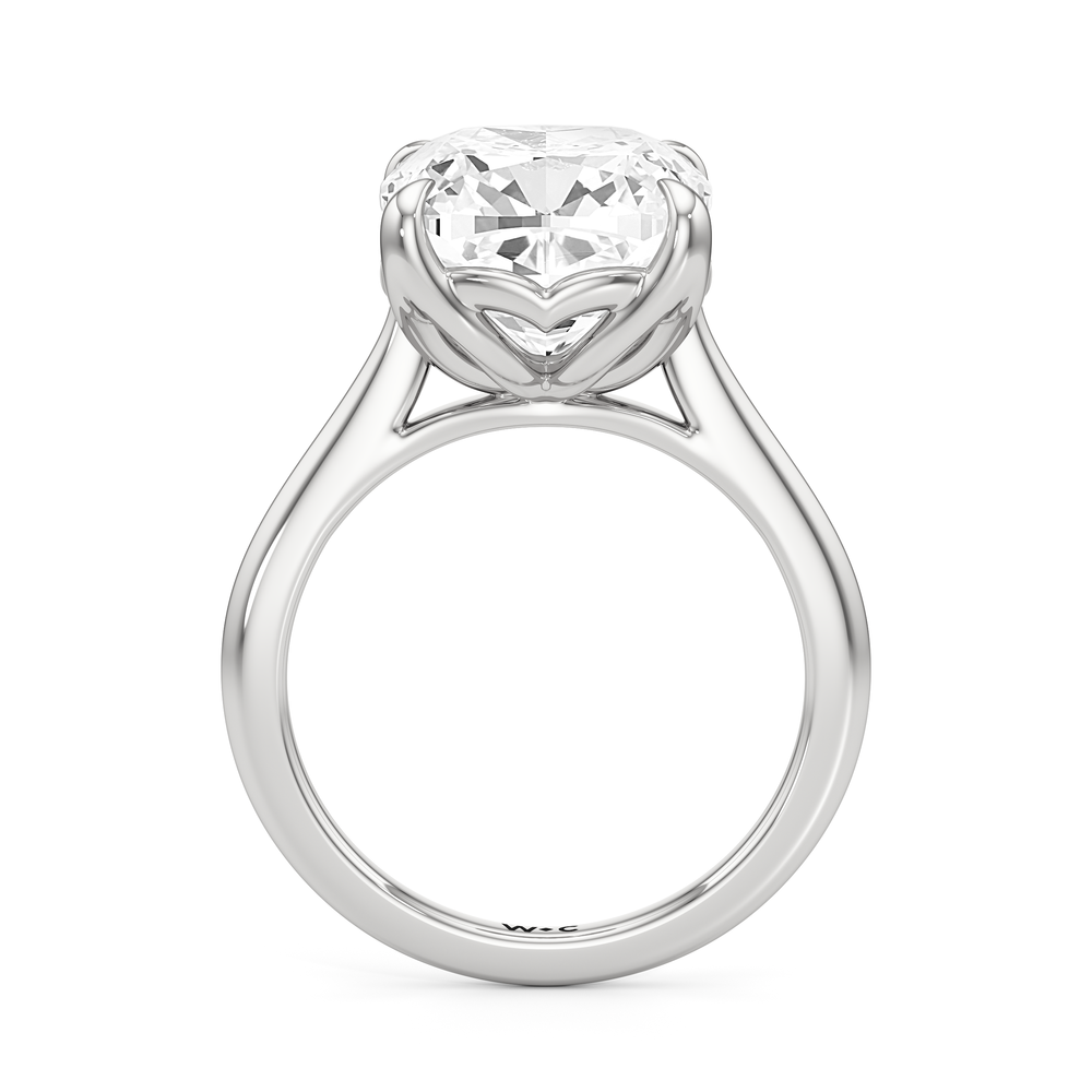 Famed Tulip Cathedral Ring with Cushion Cut Diamond in 14KT Platinum view 5

