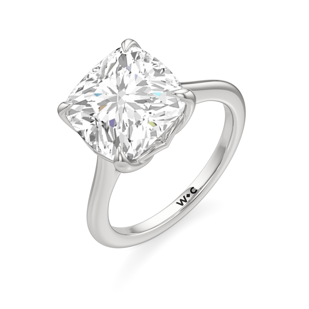Famed Tulip Cathedral Ring with Cushion Cut Diamond in 14KT Platinum view 6
