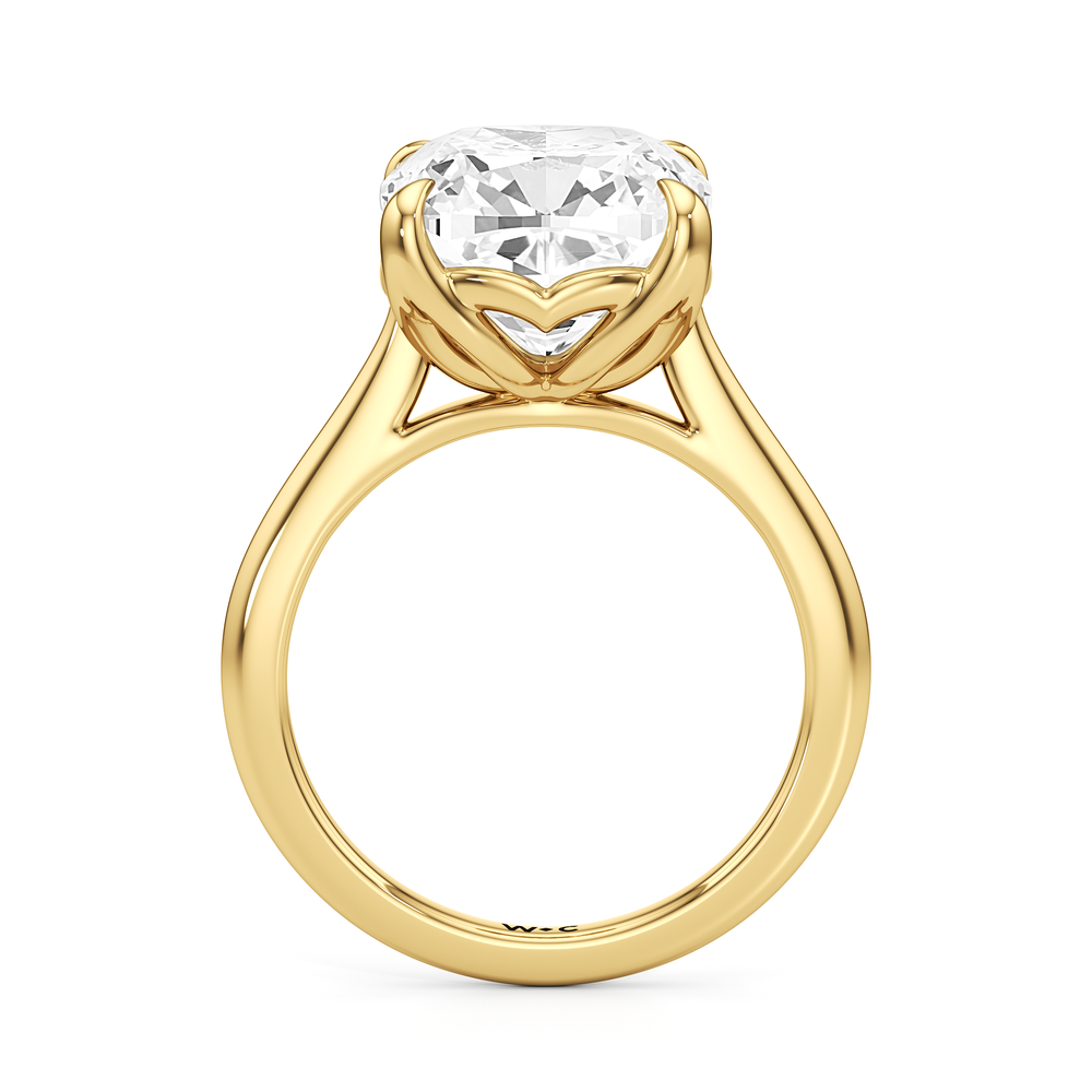 Famed Tulip Cathedral Ring with Cushion Cut Diamond in 14KT Yellow Gold view 5
