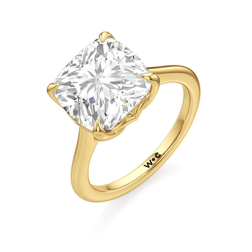 Famed Tulip Cathedral Ring with Cushion Cut Diamond in 14KT Yellow Gold view 6
