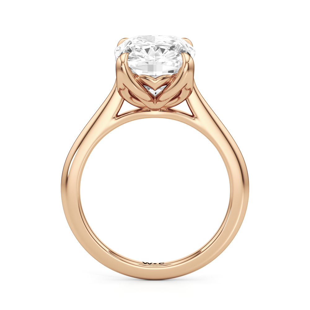 Famed Tulip Cathedral Ring with Elongated Cushion Cut Diamond in 14KT Rose Gold view 5
