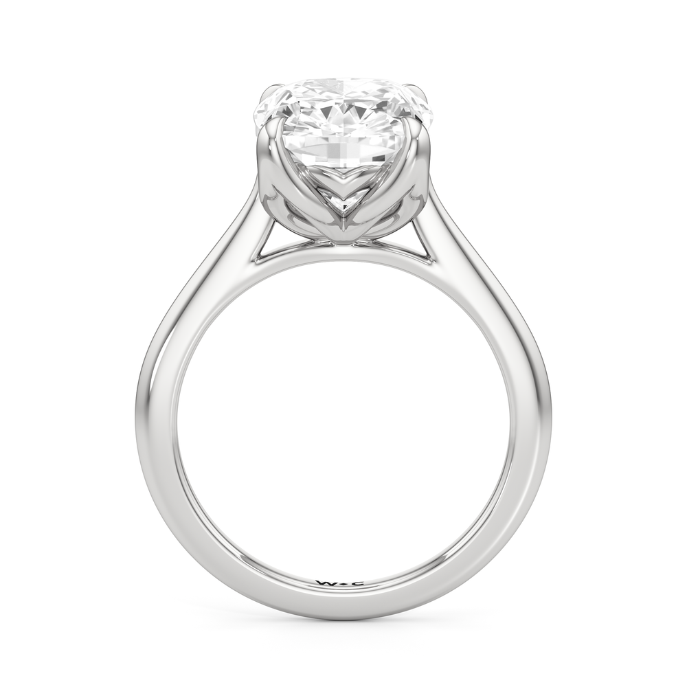 Famed Tulip Cathedral Ring with Elongated Cushion Cut Diamond in 14KT Platinum view 5
