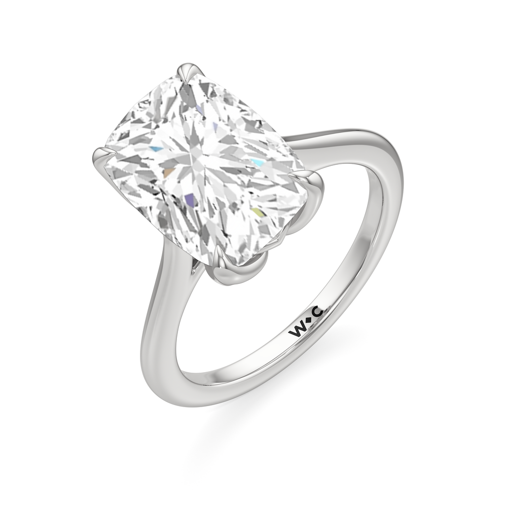 Famed Tulip Cathedral Ring with Elongated Cushion Cut Diamond in 14KT Platinum view 6
